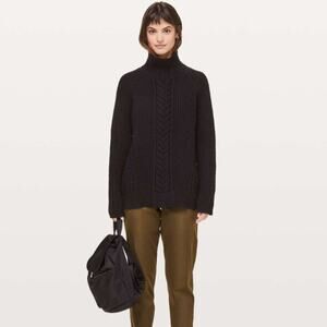 LULULEMON Bring The Cozy Turtleneck Chunky Sweater Black